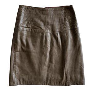 VTG Leather Mini Skirt Size Small Drop Waist Mocha Mousse 60s 70s Pinstripe